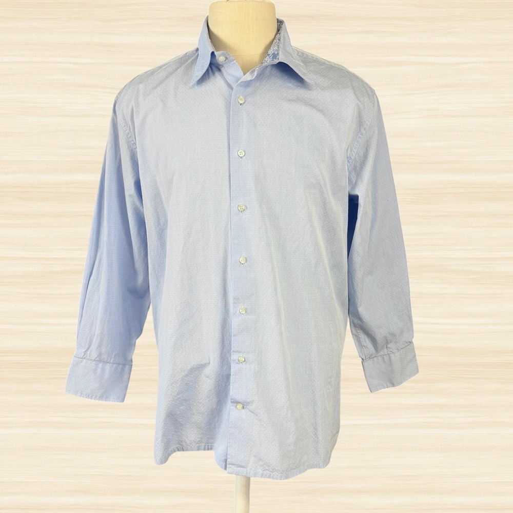 Archipelago Tailored Blue Dobby Button Down Dress Shirt Long Sleeve Mens XL